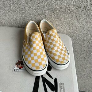 Yellow Checkered Slip-On Vans